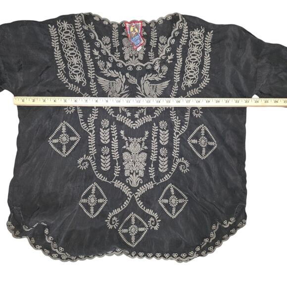 Johnny Was Charcoal Embroidered Blouse - Picture 7 of 8